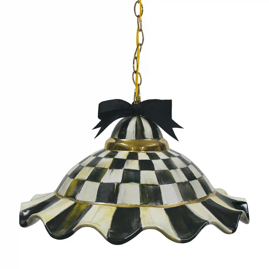 Courtly Check Ceramic Fluted Hanging Lamp