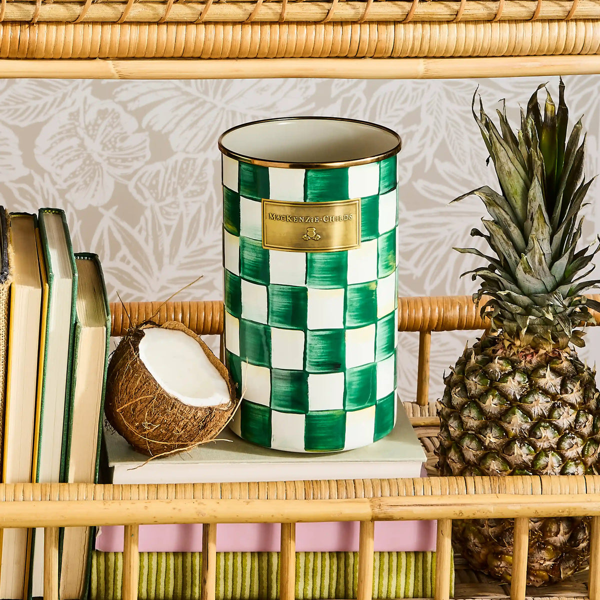 Violet Check Utensil Holder