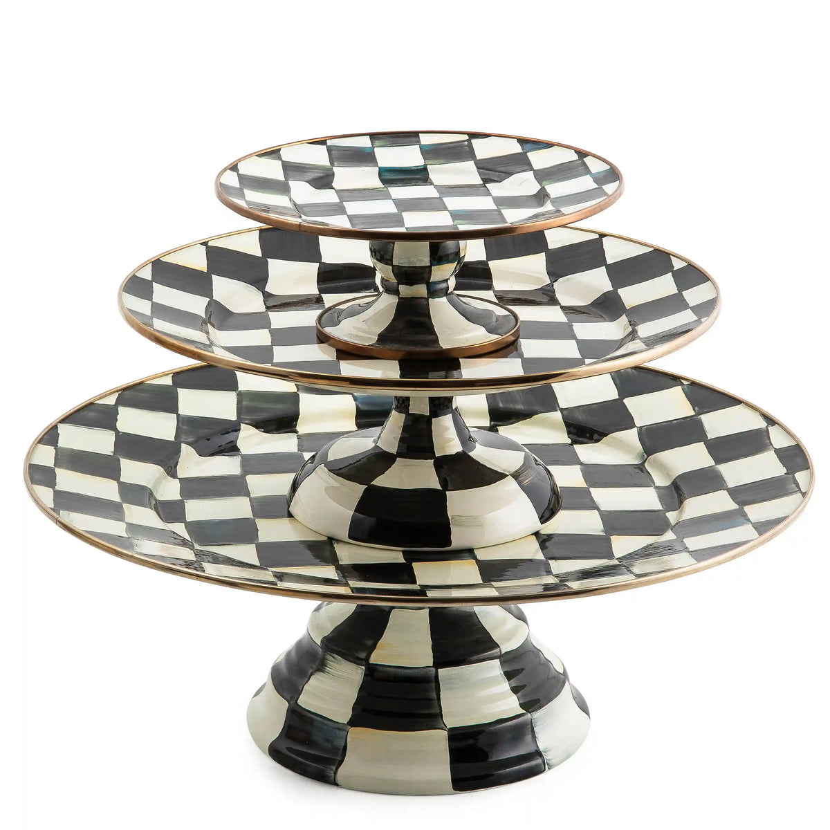Sterling Check Mini Pedestal Platter