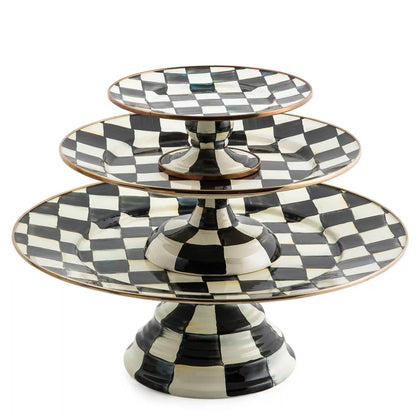 Violet Check Mini Pedestal Platter