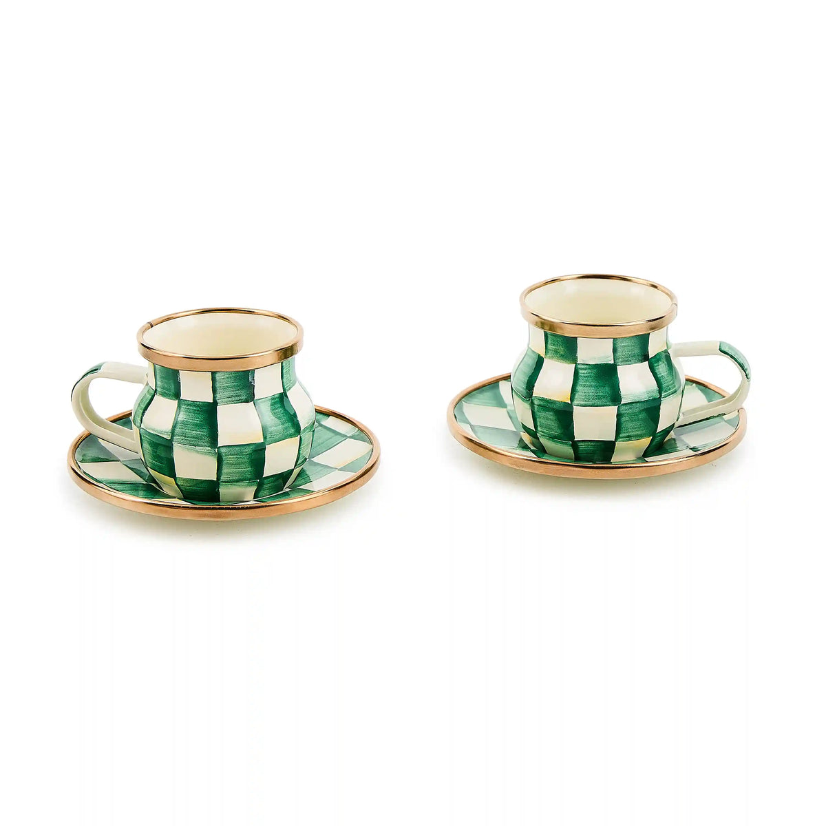 Sterling Check Espresso Cup & Saucer Set