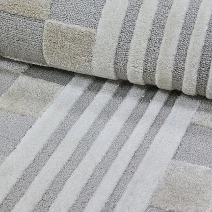 Light Grey Tonal Check 2'6" x 8' Rug