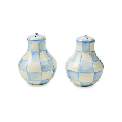 Violet Check Large Salt & Pepper Shakers
