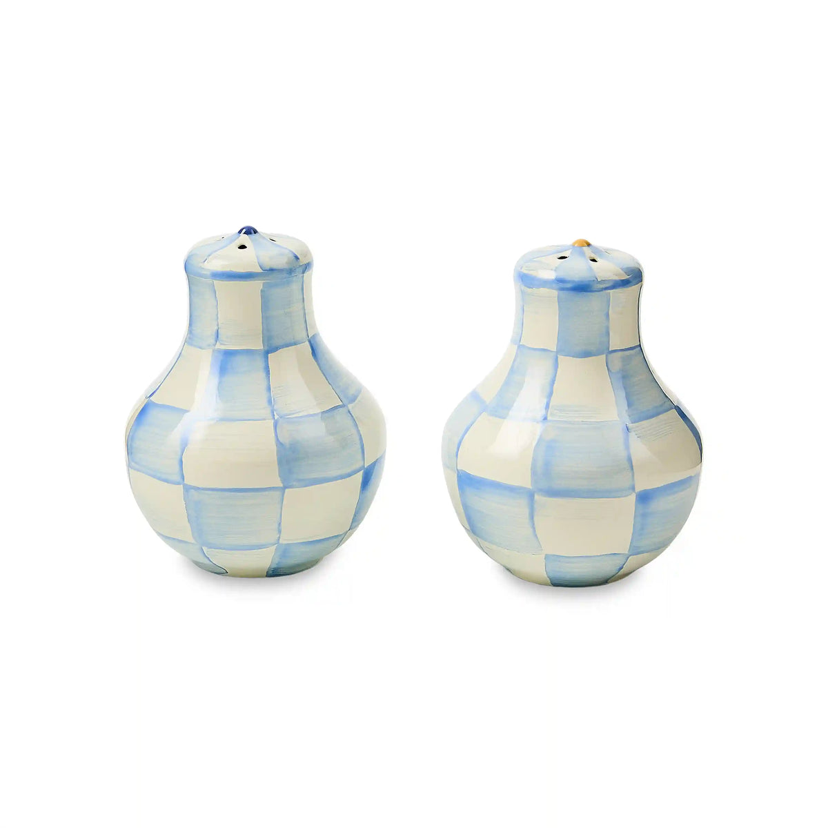 Mocha Check Large Salt & Pepper Shakers
