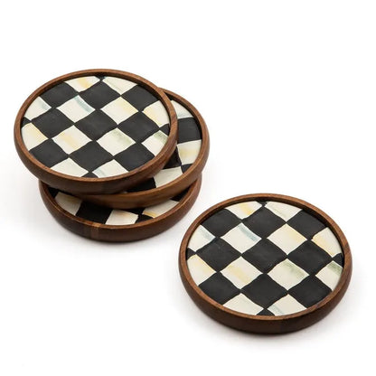 Courtly Check Enamel Coasters, Set of 4