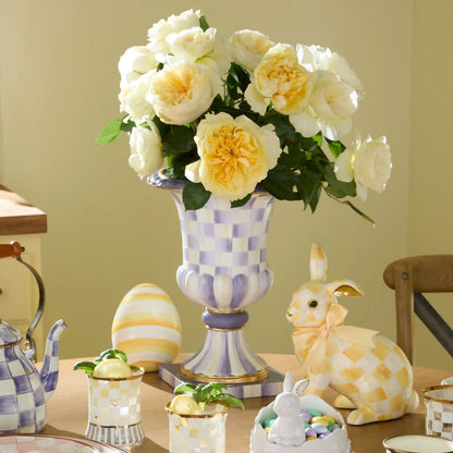 Mocha Check Tabletop Pedestal Urn