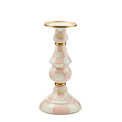 Emerald Check Medium Pillar Candlestick