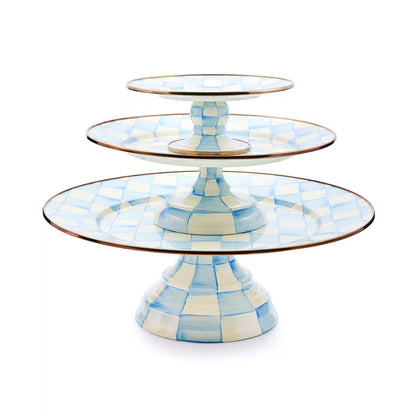 Mocha Check Large Pedestal Platter