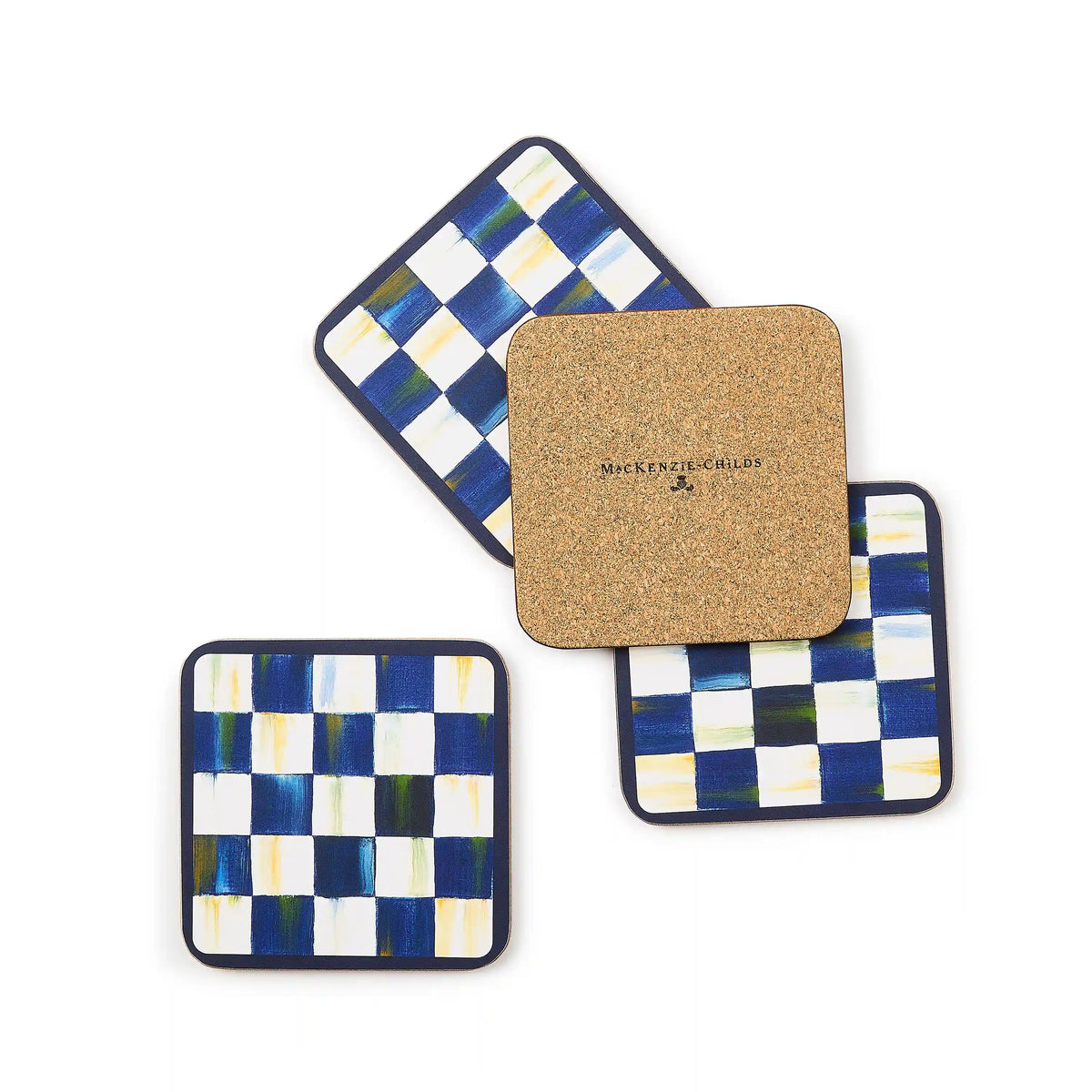 Sterling Check Cork Back Coasters, Set of 4