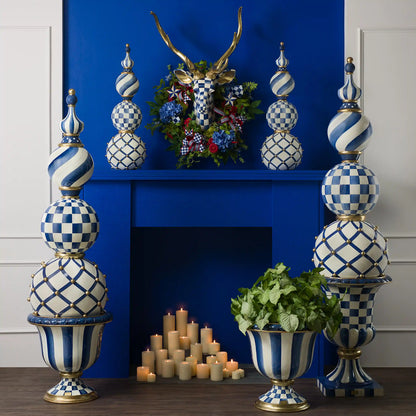 Sterling Check Pedestal Urn