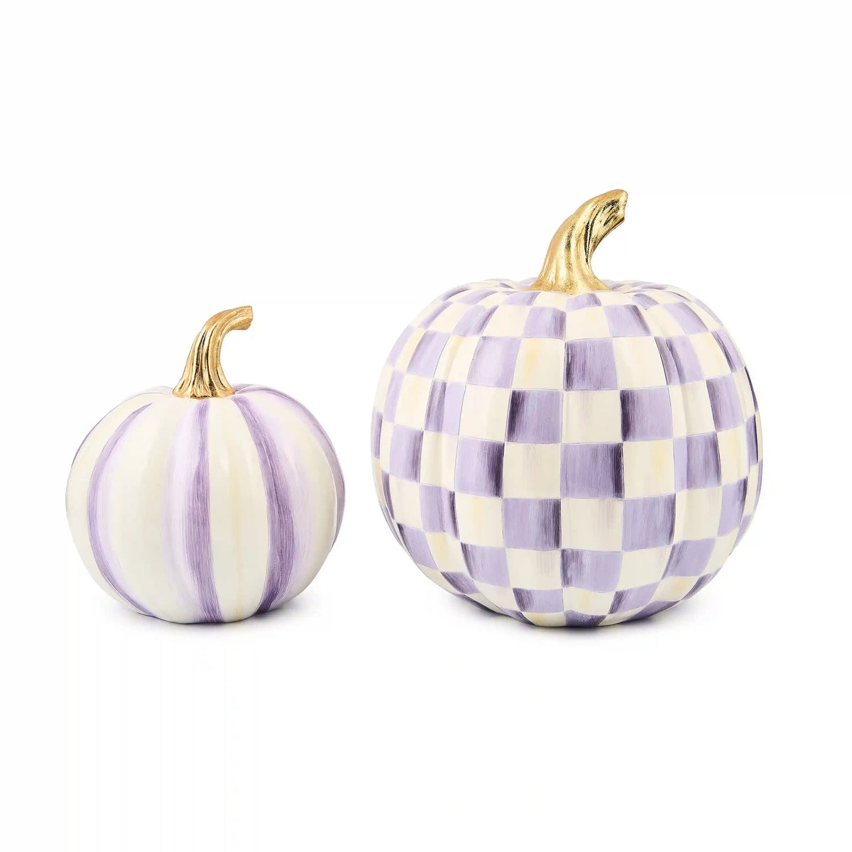 Classic Orange Stripe Small & Check Medium Pumpkin Set