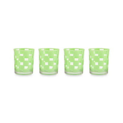 Green Check Acrylic Tumblers, Set of 4