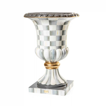 Violet Check Pedestal Urn
