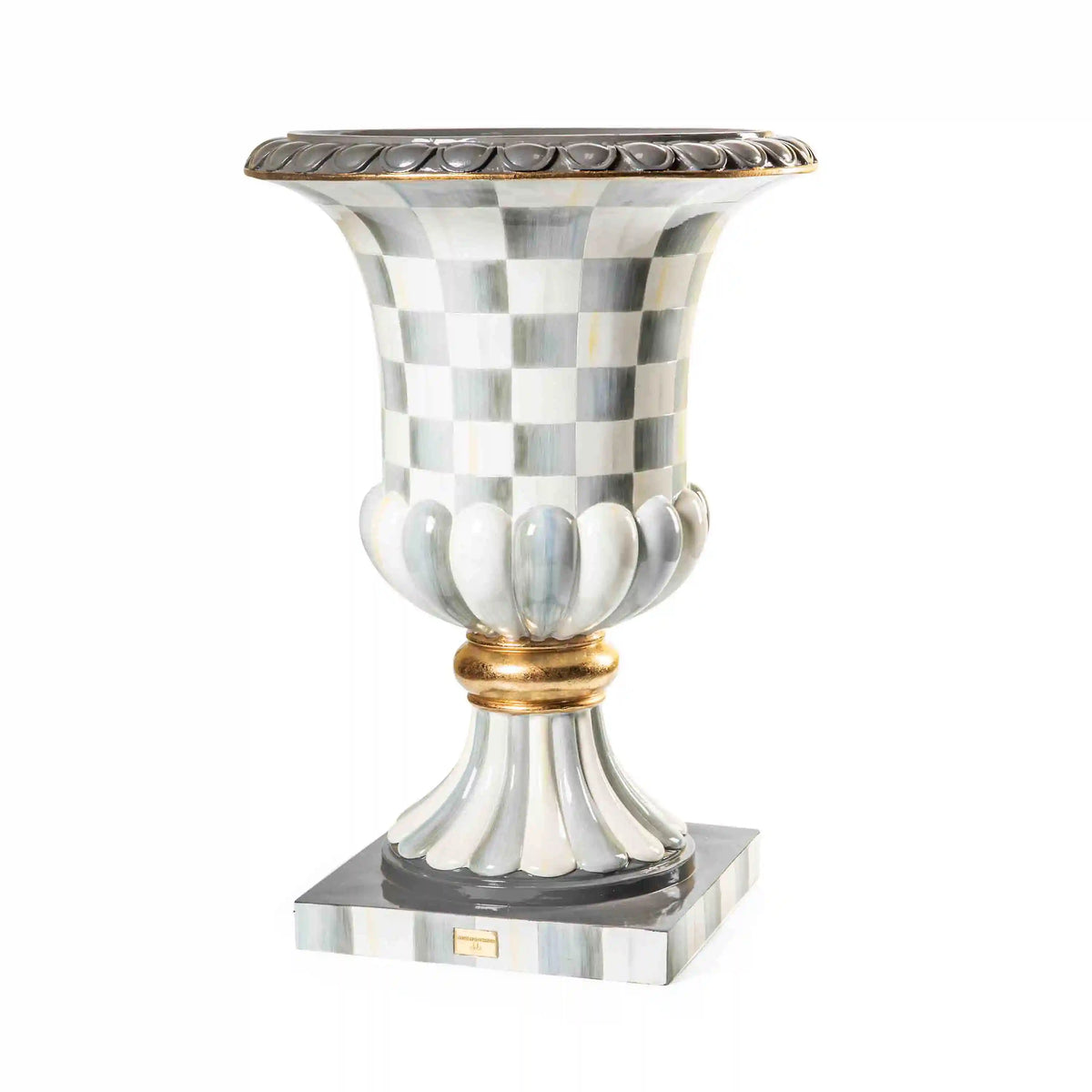 Mocha Check Pedestal Urn