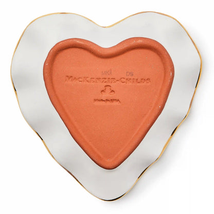 Violet Check Fluted Ceramic Heart Plate