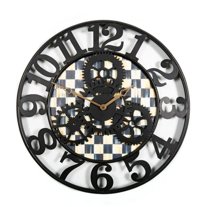 Mocha Check Small Farmhouse Wall Clock
