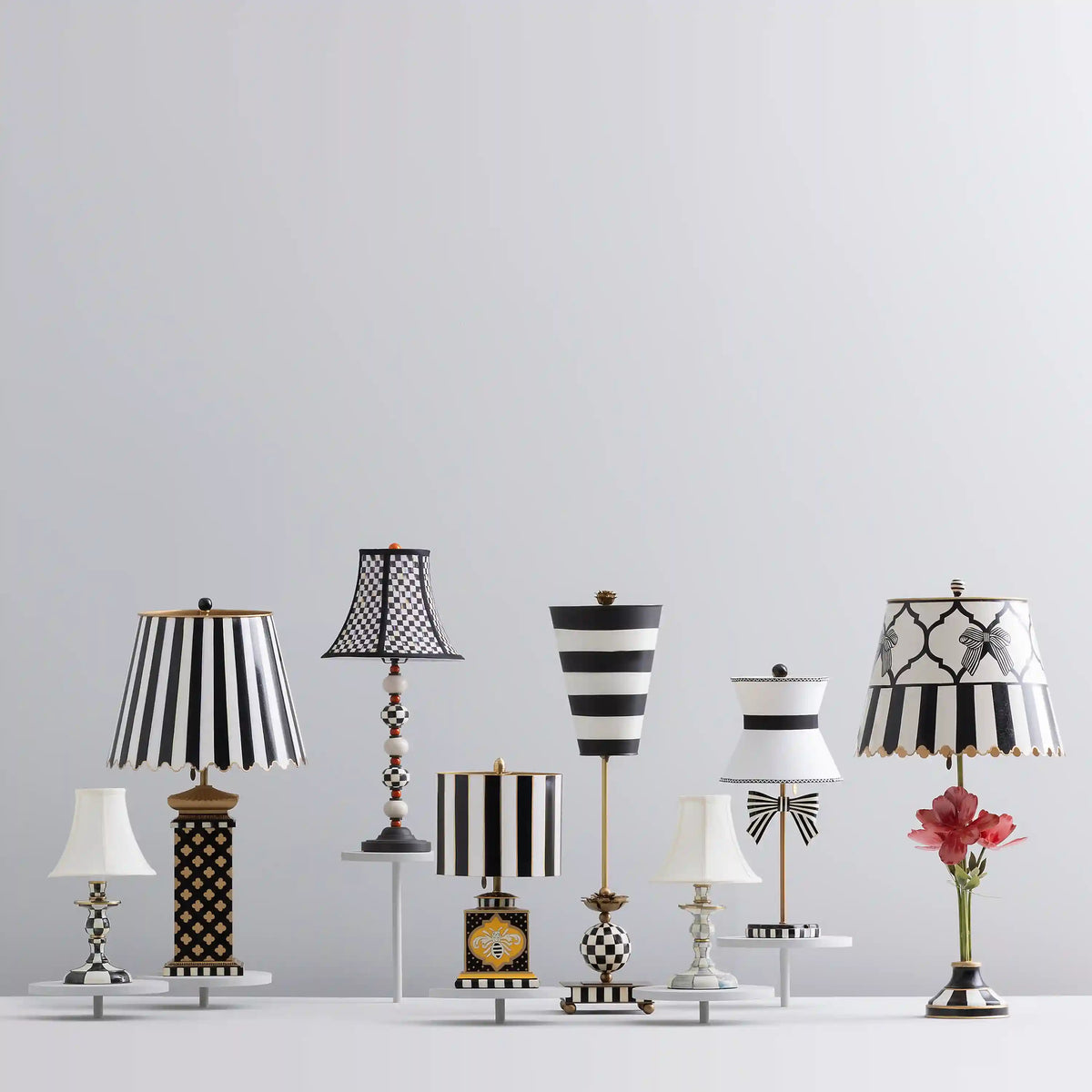 Mocha Check Candlestick Lamp