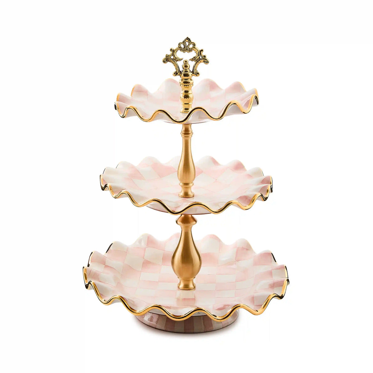 Rosy Check Ceramic Three Tier Sweet Stand