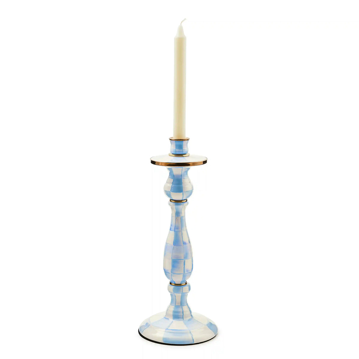 Mocha Check Large Candlestick
