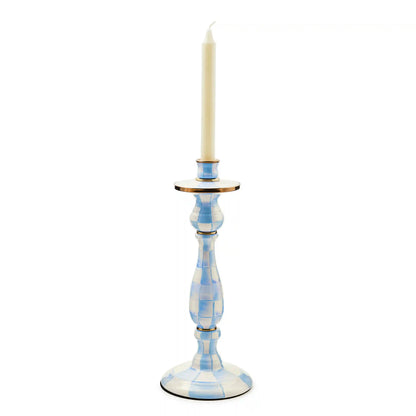 Mocha Check Large Candlestick