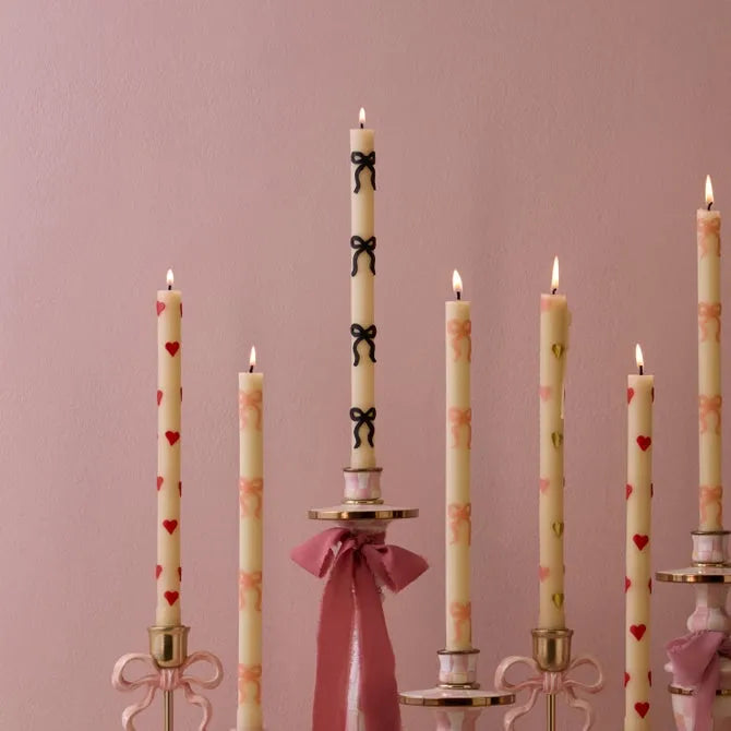 Black Bow Dinner Candles, Set of 2