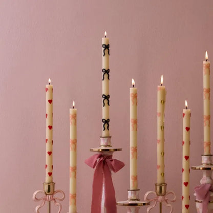Black Bow Dinner Candles, Set of 2
