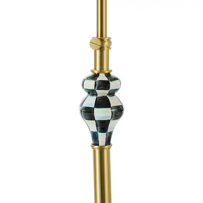 Mocha Check Farmhouse Floor Lamp