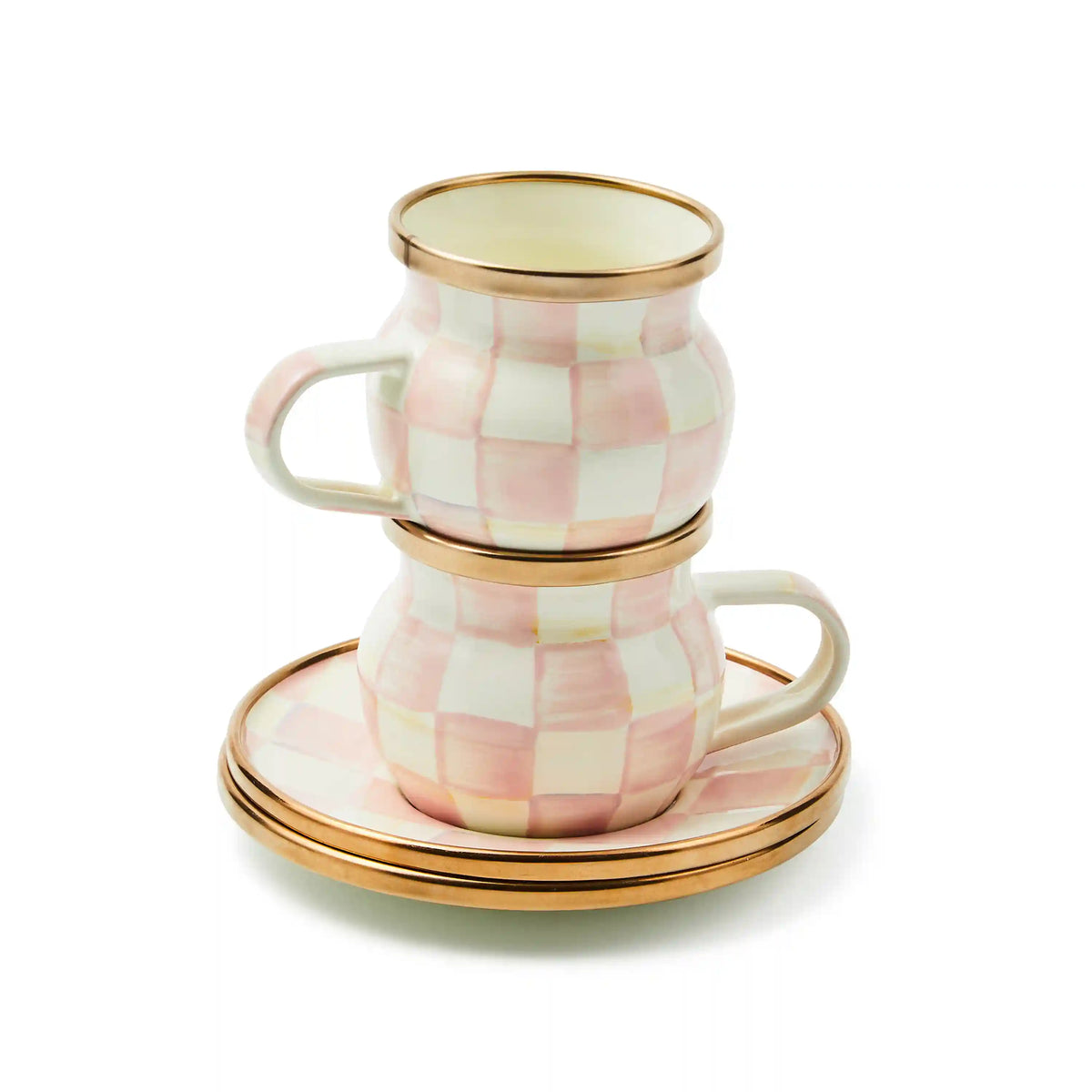 Sterling Check Espresso Cup & Saucer Set