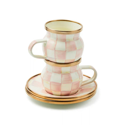 Sterling Check Espresso Cup & Saucer Set