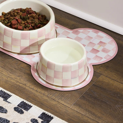 Mocha Check Small Pet Dish