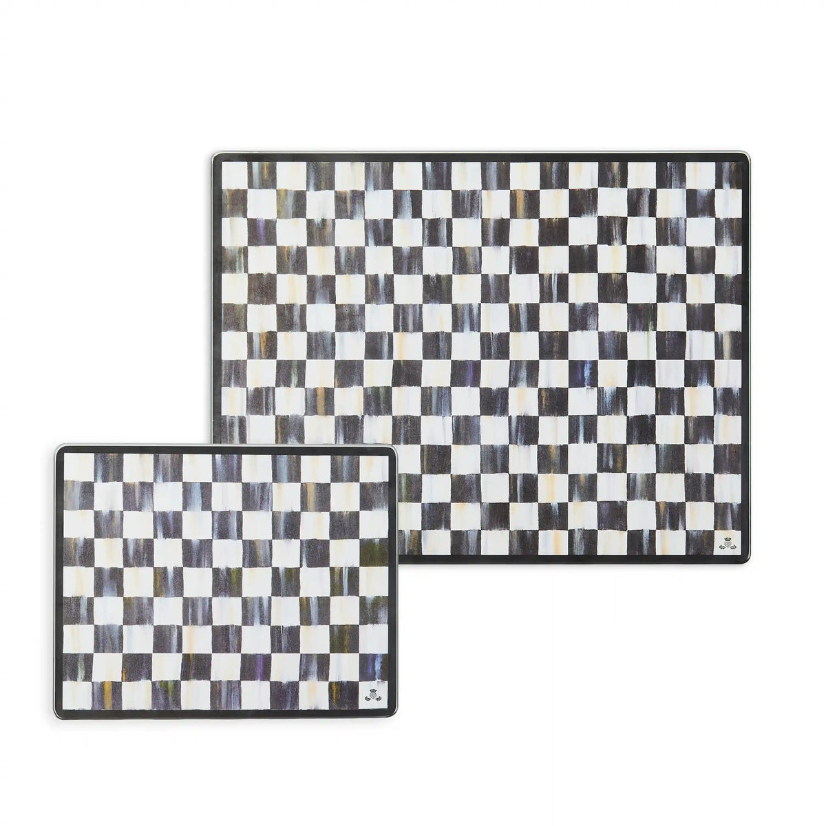 Emerald Check Glass Cutting Boards, Set of 2