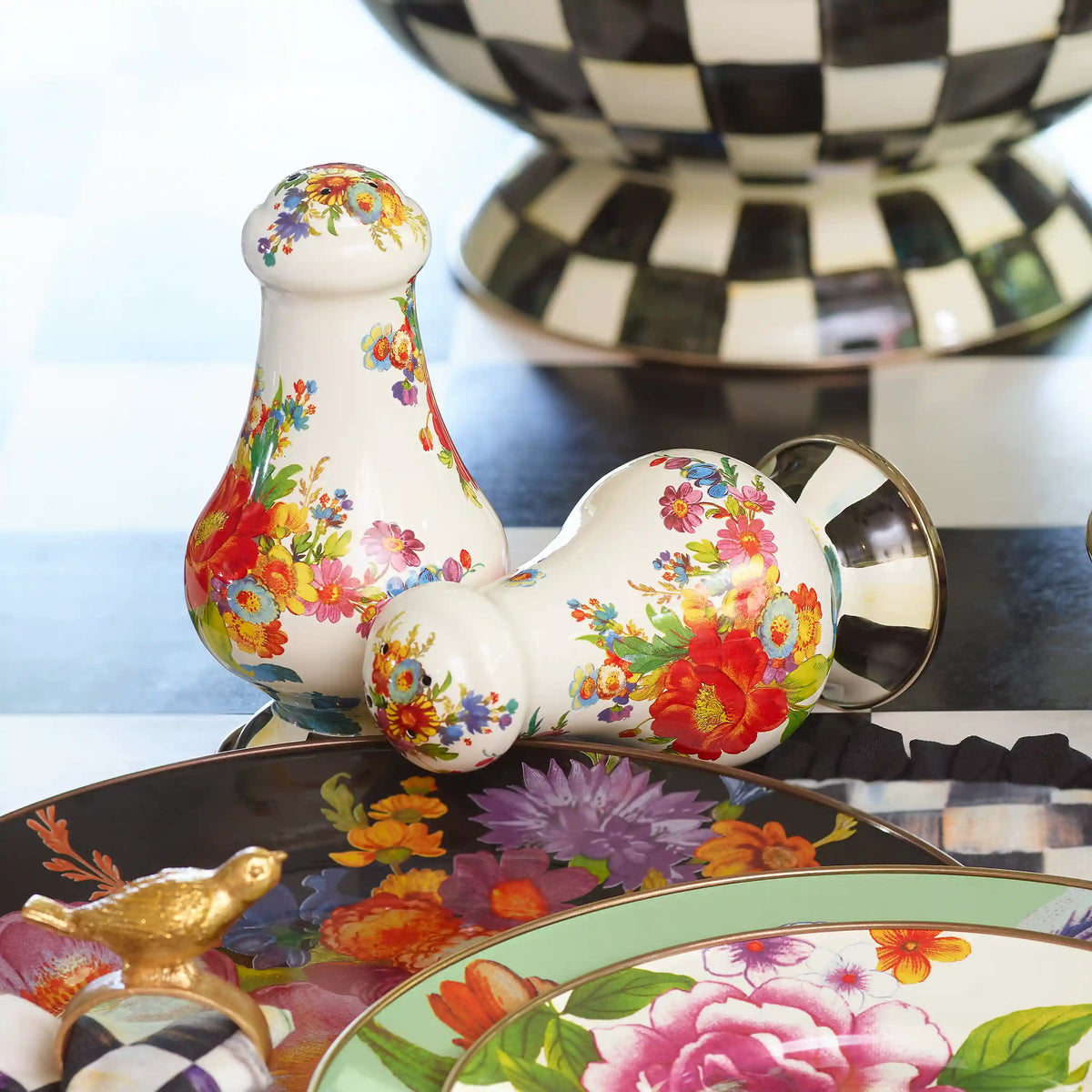 Sterling Check Large Salt & Pepper Shakers