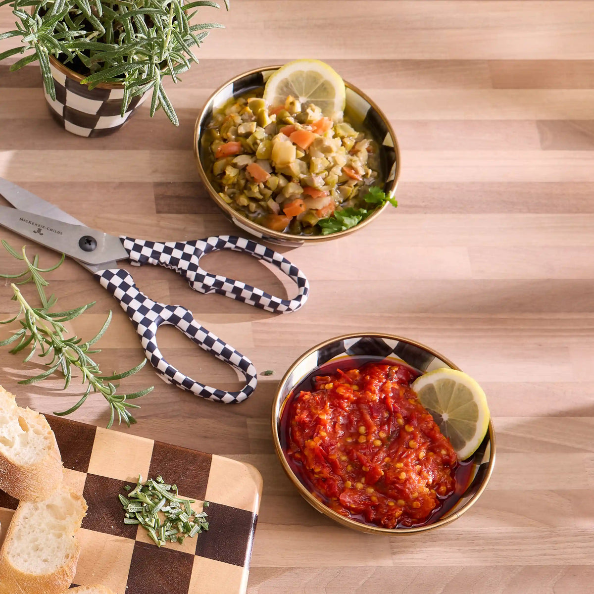Violet Check Relish Dish