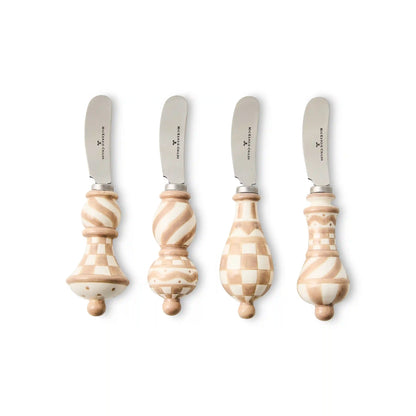 Mocha Check Party Spreaders, Set of 4