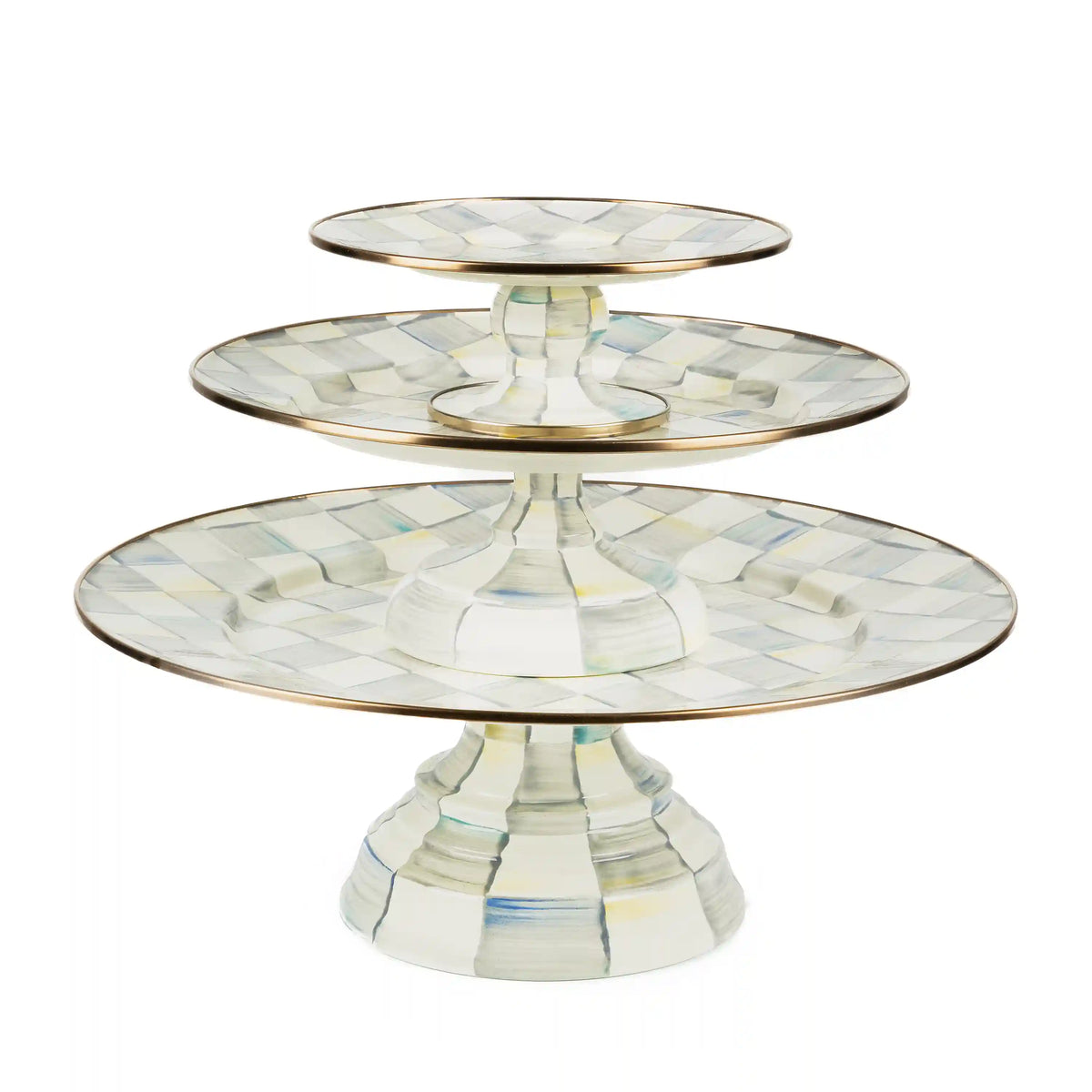 Mocha Check Large Pedestal Platter
