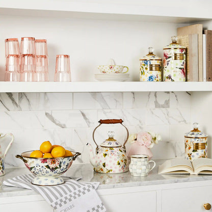 White Flower Market 2 Quart Tea Kettle