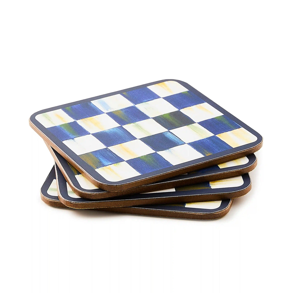 Rosy Check Cork Back Coasters, Set of 4