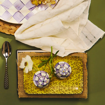 Violet Check Large Salt & Pepper Shakers