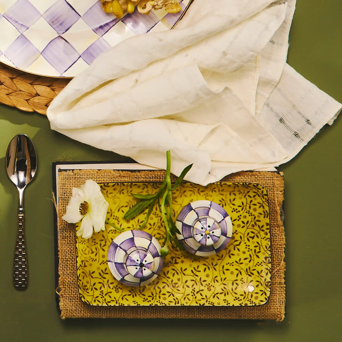 Emerald Check Salt & Pepper Shakers