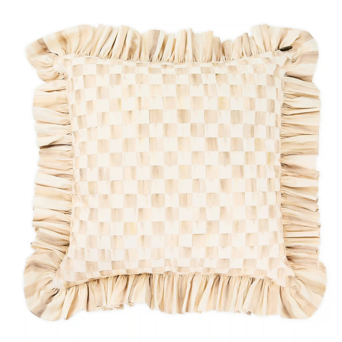 Mocha Stripe Throw Pillow with Ruffle