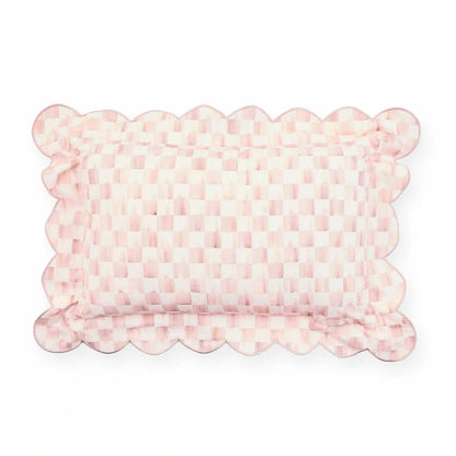 Violet Check Reversible Scalloped Lumbar Throw Pillow