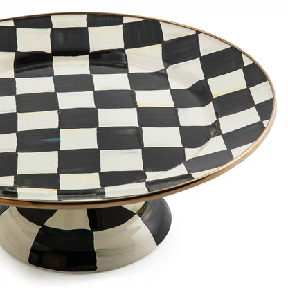Violet Check Large Pedestal Platter