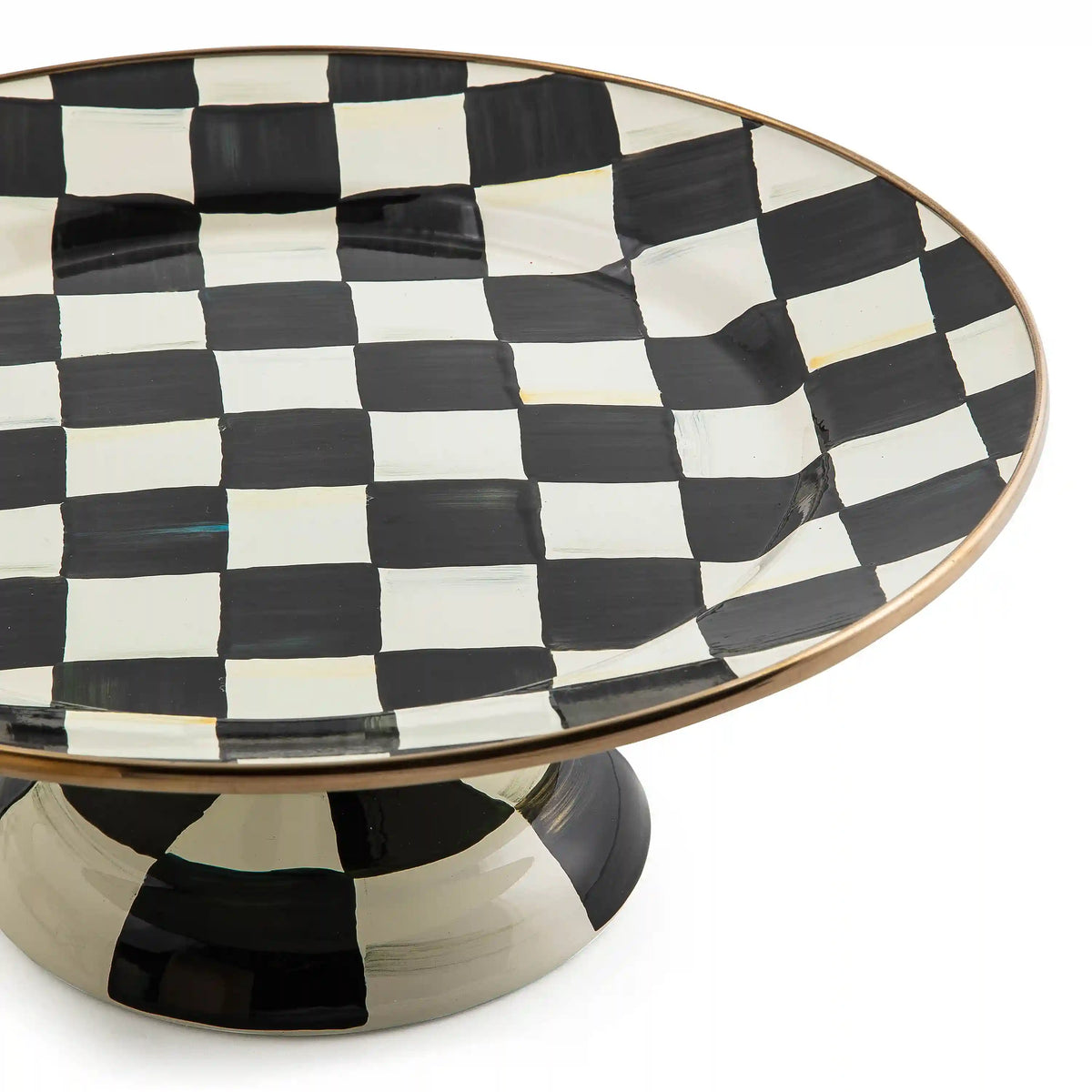 Mocha Check Small Pedestal Platter