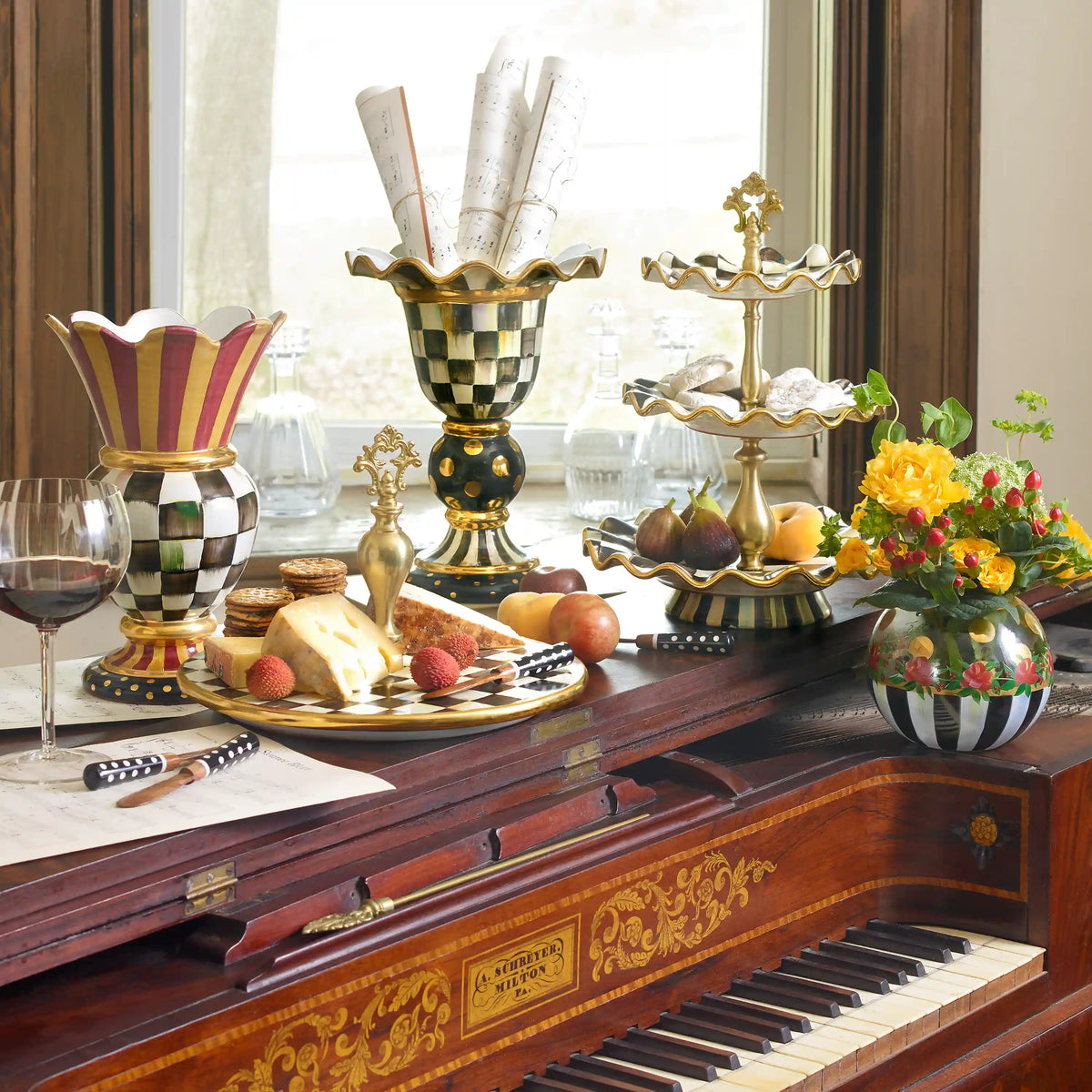 Courtly Check Ceramic Three Tier Sweet Stand