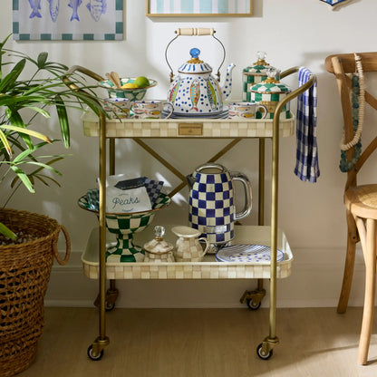 Violet Check 2-Tier Kitchen Cart