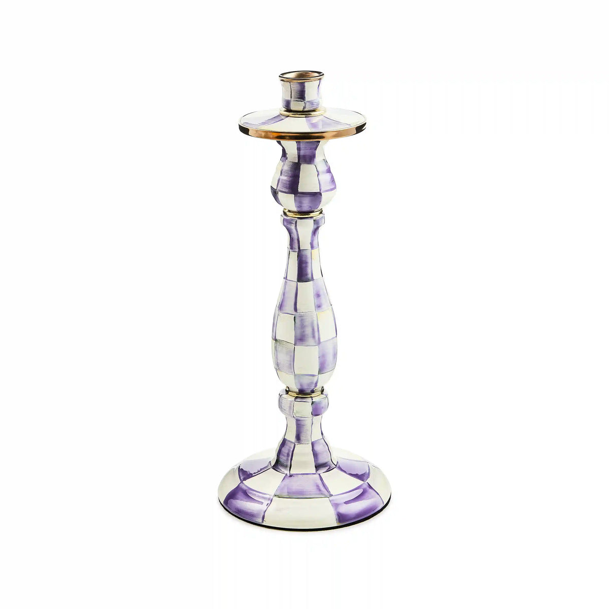 Emerald Check Large Candlestick