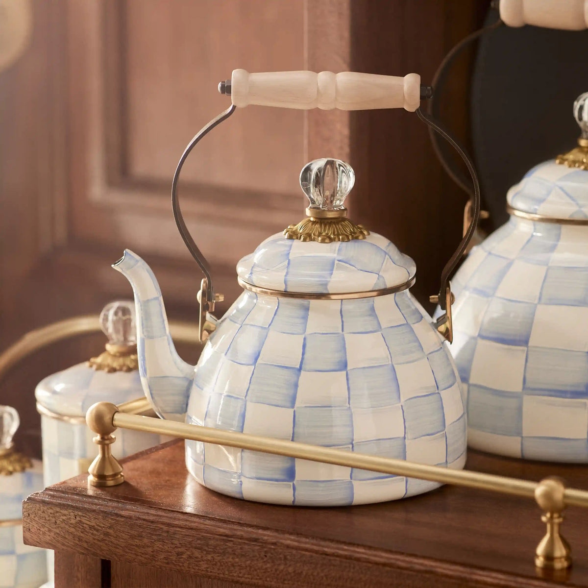 Mocha Check 3 Quart Tea Kettle