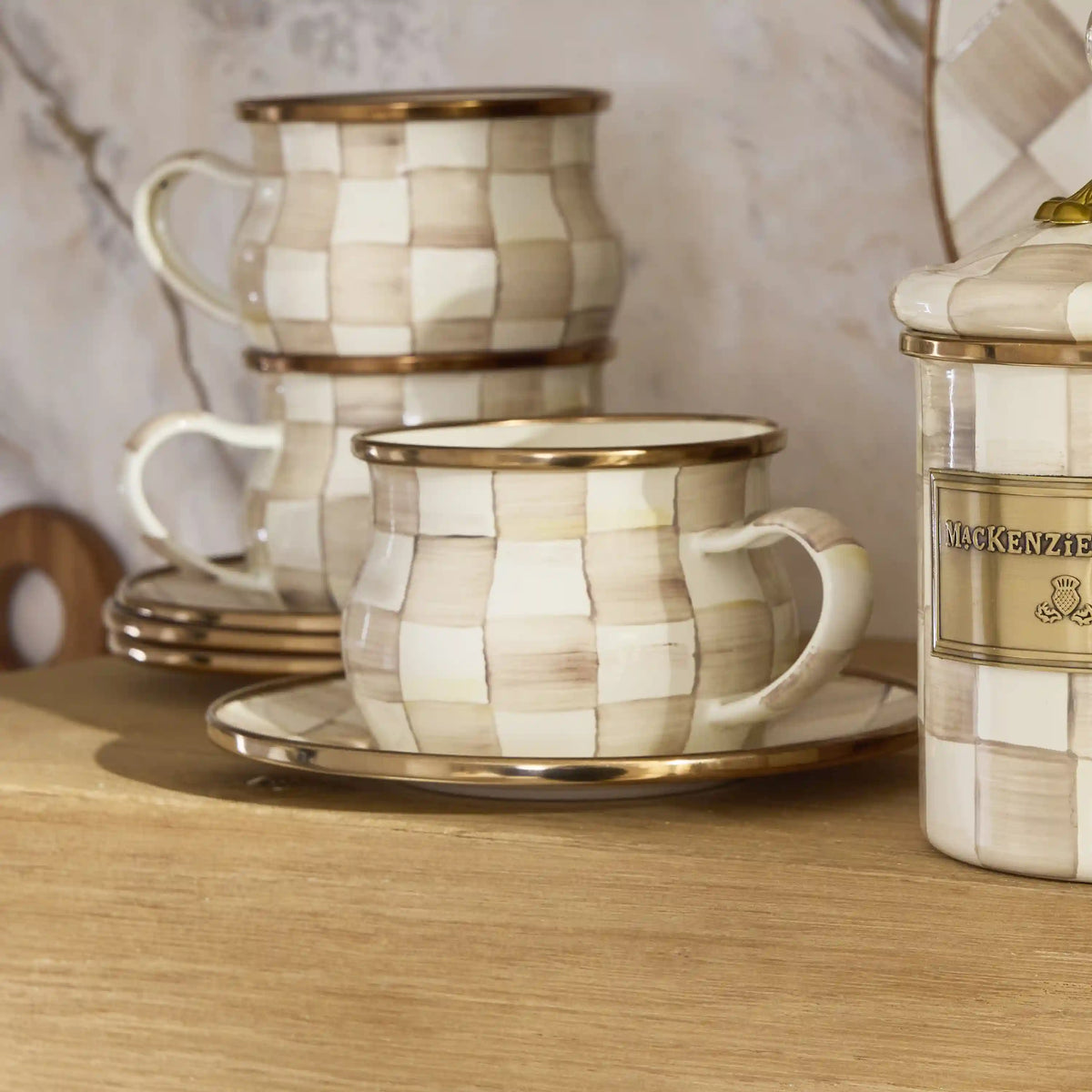 Violet Check Teacup