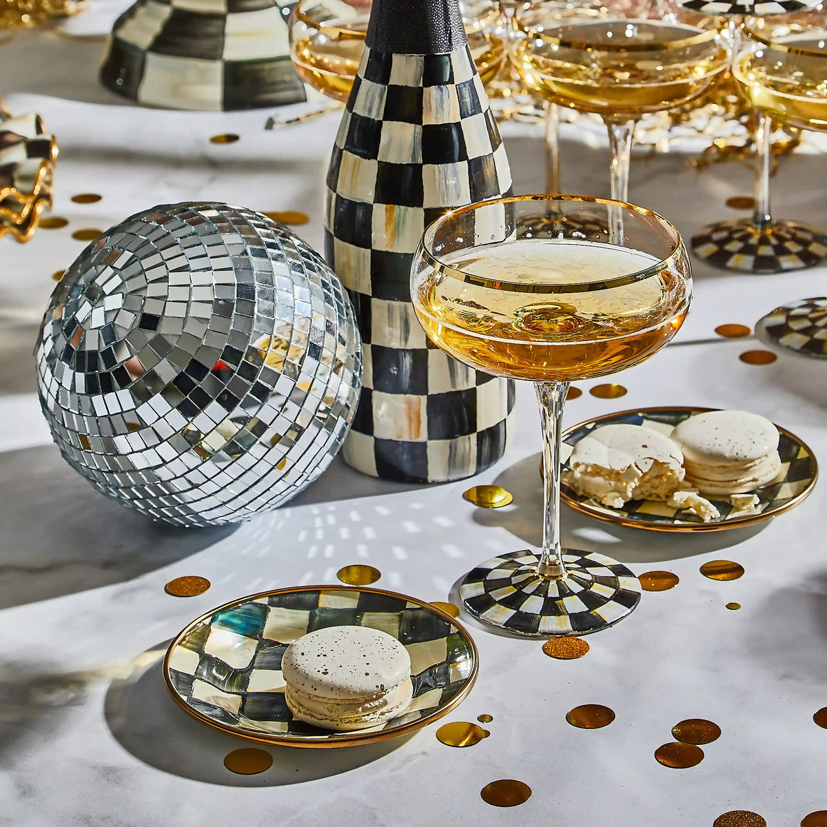 Mocha Check Appetizer Plates, Set of 4