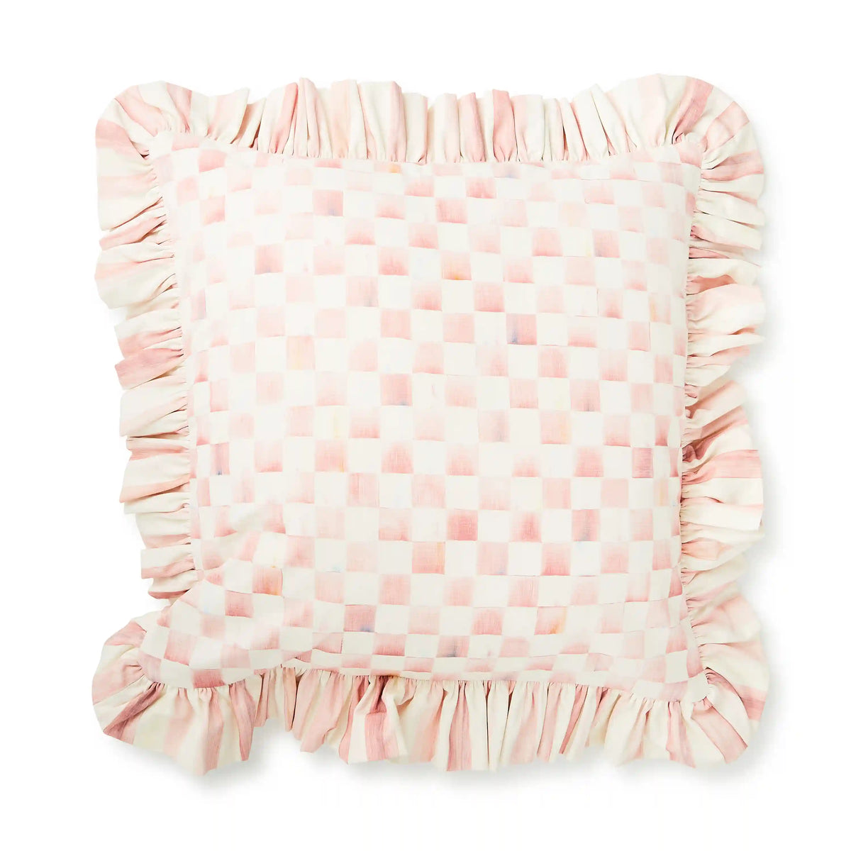 Mocha Stripe Throw Pillow with Ruffle